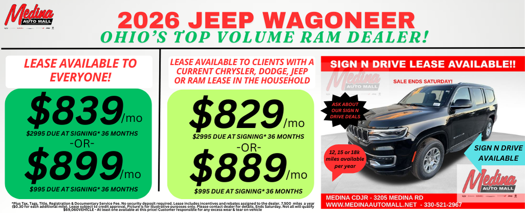 JEEP WAGONEER SPECIALS! NEAR AKRON, CLEVELAND AND MEDINA OHIO